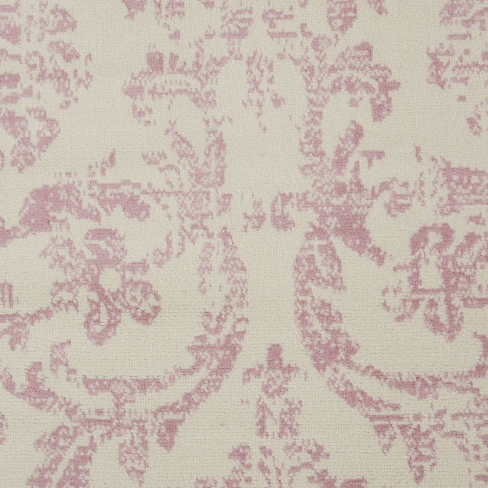 8' X 10' Ivory And Pink Damask Area Rug