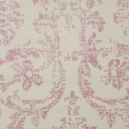8' X 10' Ivory And Pink Damask Area Rug