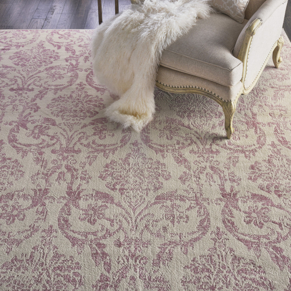 8' X 10' Cream Damask Power Loom Area Rug