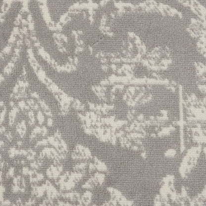 5' Gray Round Damask Power Loom Area Rug