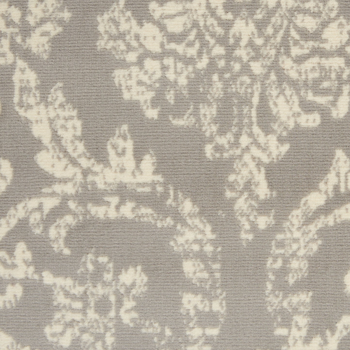 5' X 7' Gray Damask Power Loom Non Skid Area Rug