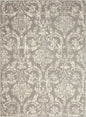 5' X 7' Gray Damask Power Loom Non Skid Area Rug
