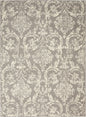 4' X 6' Gray Damask Power Loom Area Rug