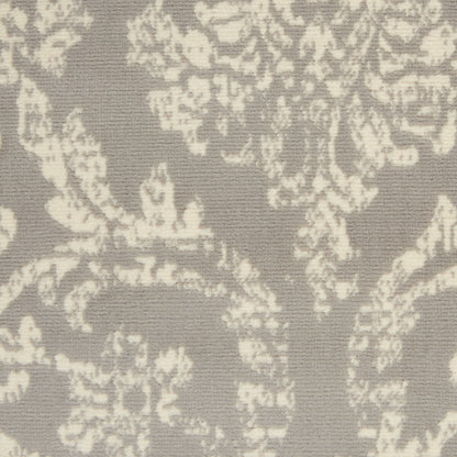 4' X 6' Gray Damask Power Loom Area Rug