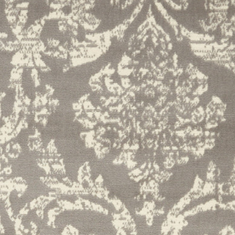 4' X 6' Gray Damask Power Loom Area Rug