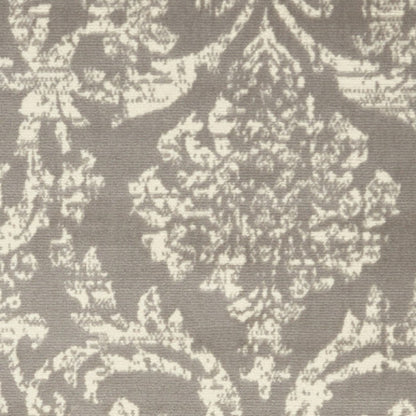 4' X 6' Gray Damask Power Loom Area Rug