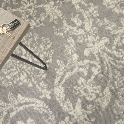4' X 6' Gray Damask Power Loom Area Rug