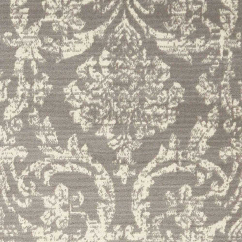 4' X 6' Gray Damask Power Loom Area Rug