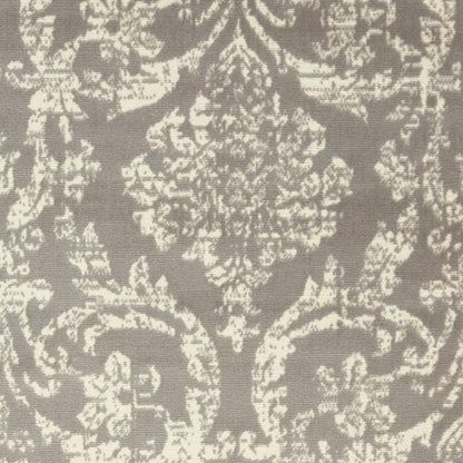 4' X 6' Gray Damask Power Loom Area Rug