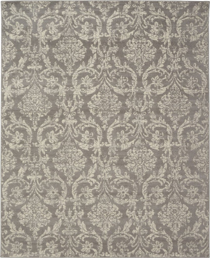 8' X 10' Gray Damask Power Loom Area Rug