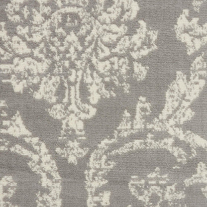 8' X 10' Gray Damask Power Loom Area Rug