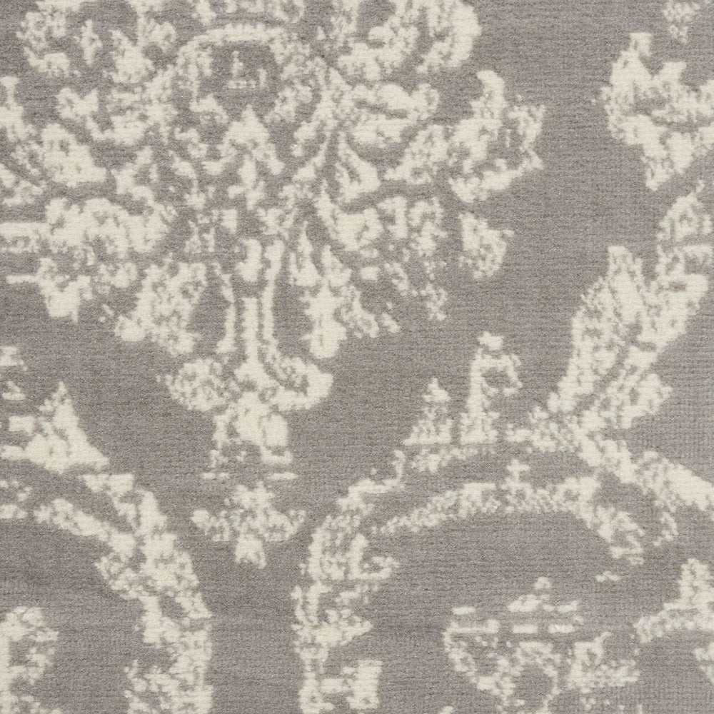 8' X 10' Gray Damask Power Loom Area Rug
