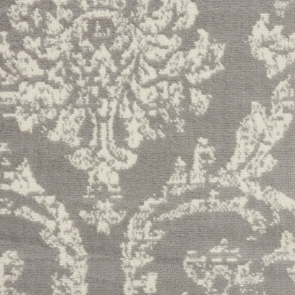 8' X 10' Gray Damask Power Loom Area Rug