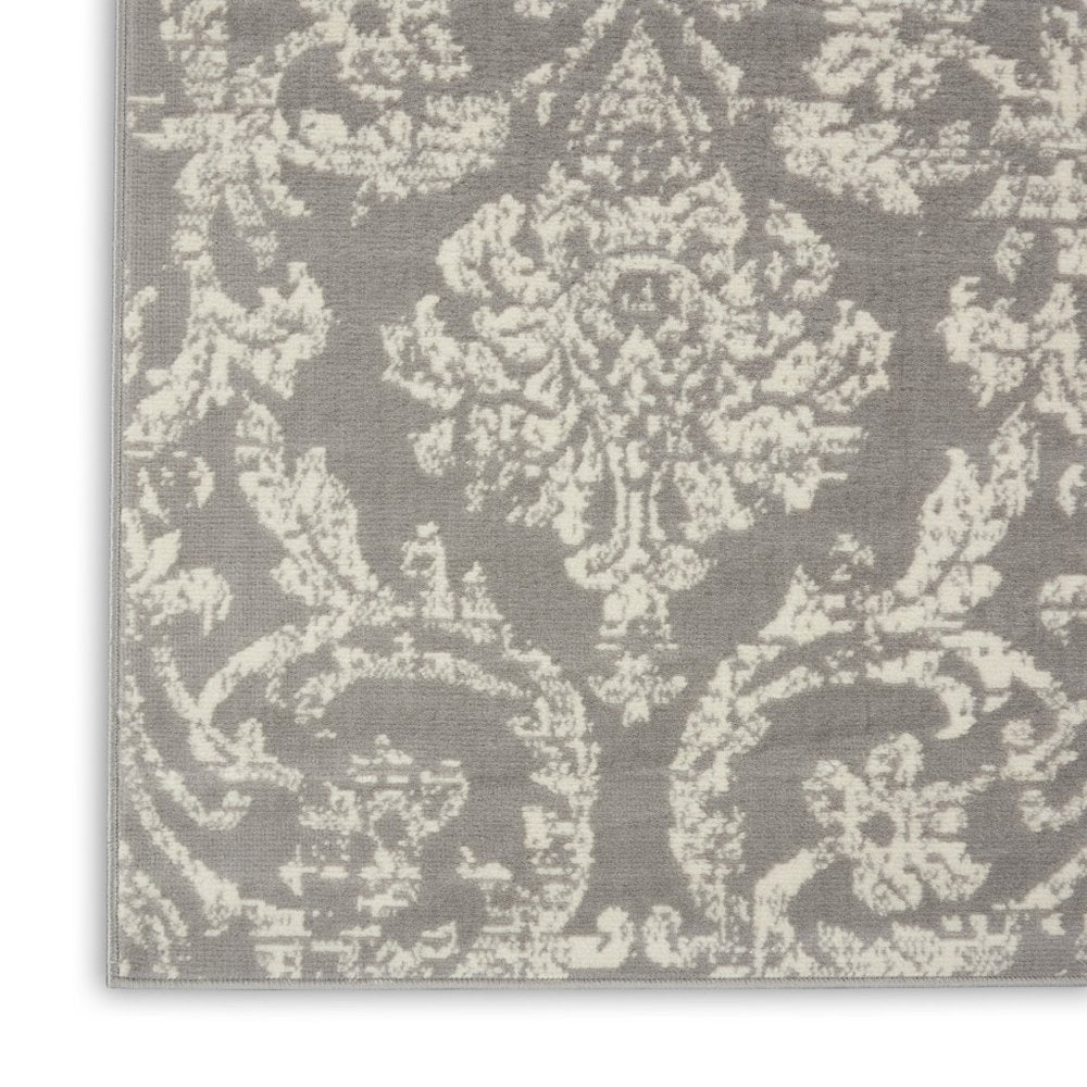 8' X 10' Gray Damask Power Loom Area Rug