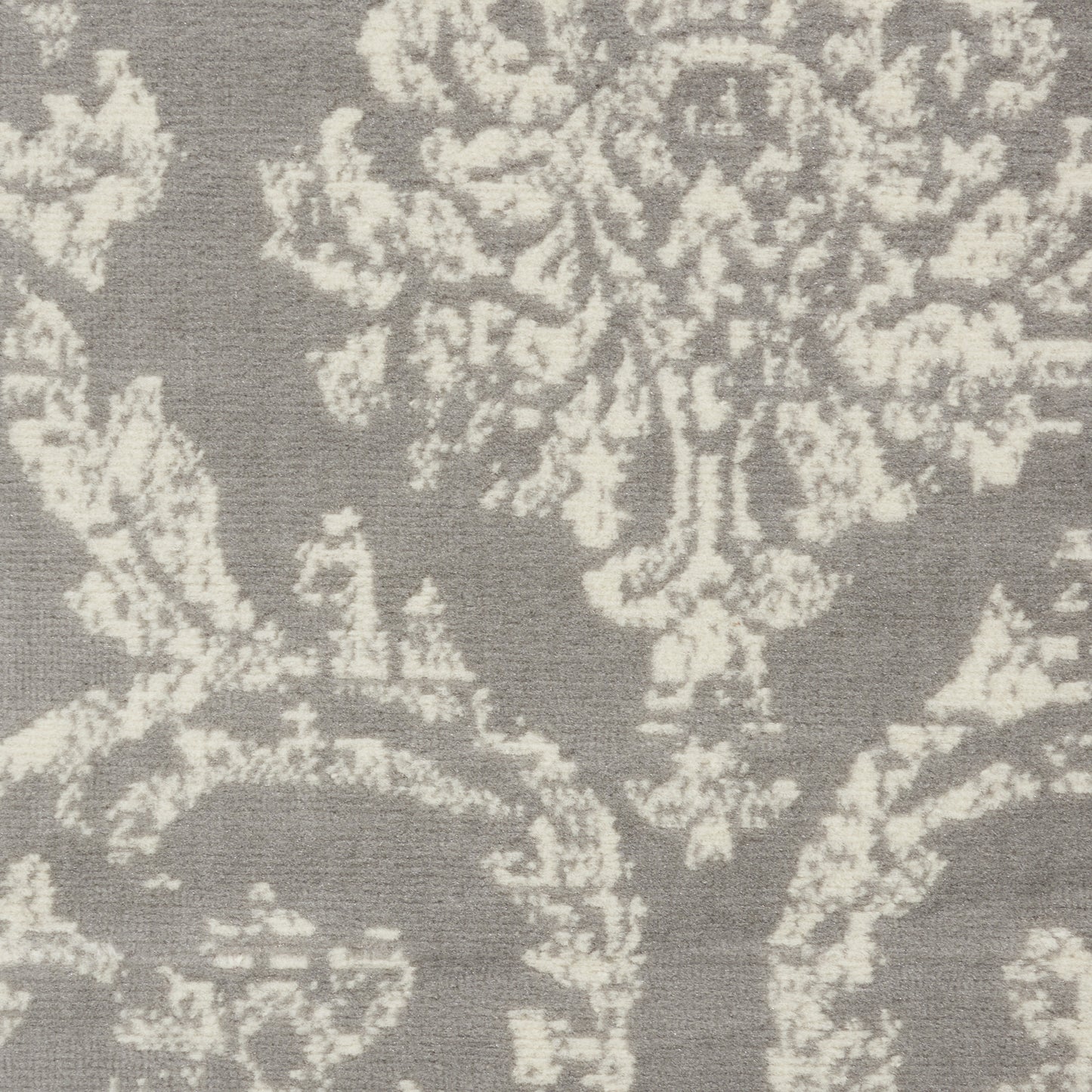 8' X 10' Gray Damask Power Loom Area Rug