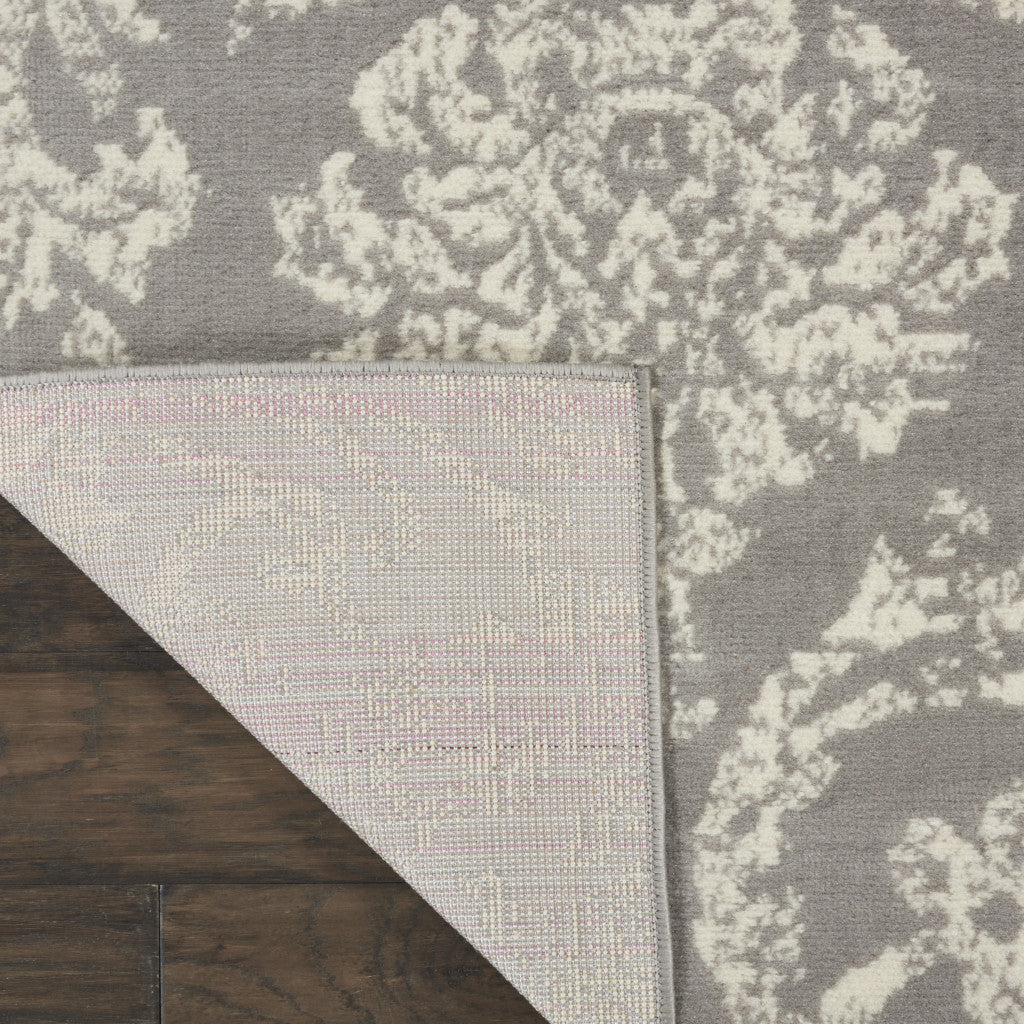 8' X 10' Gray Damask Power Loom Area Rug