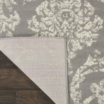 8' X 10' Gray Damask Power Loom Area Rug