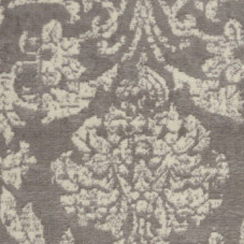 8' X 10' Gray Damask Power Loom Area Rug