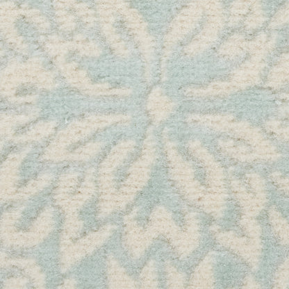 7' Aqua Floral Power Loom Runner Rug