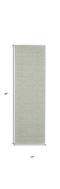 7' Aqua Floral Power Loom Runner Rug