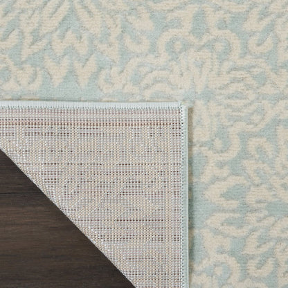 7' Aqua Floral Power Loom Runner Rug