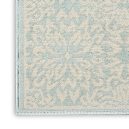 2' X 4' Aqua Floral Power Loom Area Rug