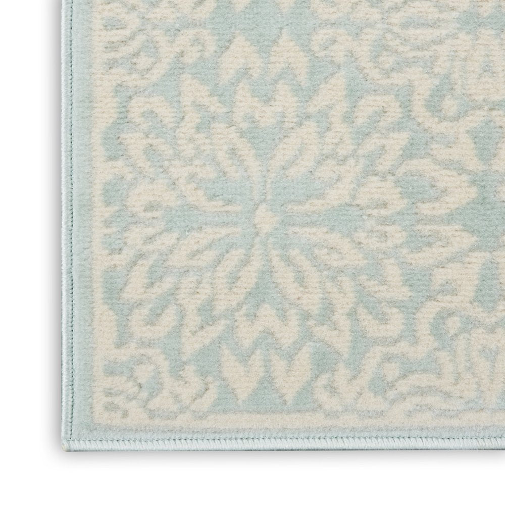 2' X 4' Aqua Floral Power Loom Area Rug