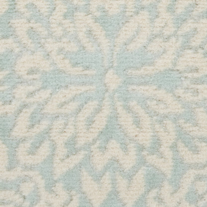 2' X 4' Aqua Floral Power Loom Area Rug