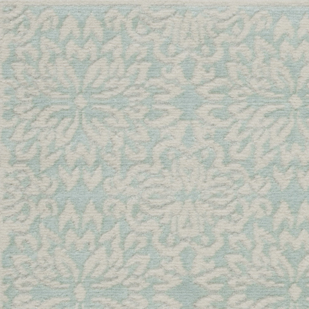 2' X 4' Aqua Floral Power Loom Area Rug