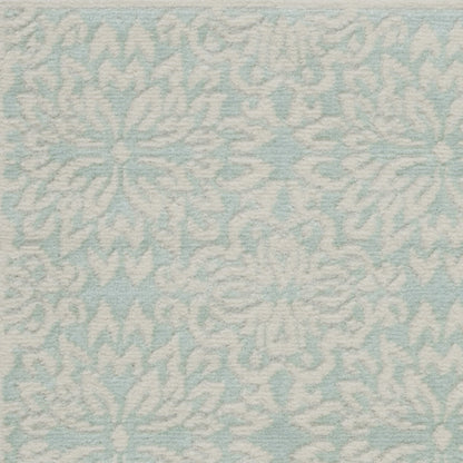 2' X 4' Aqua Floral Power Loom Area Rug