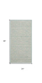 2' X 4' Aqua Floral Power Loom Area Rug