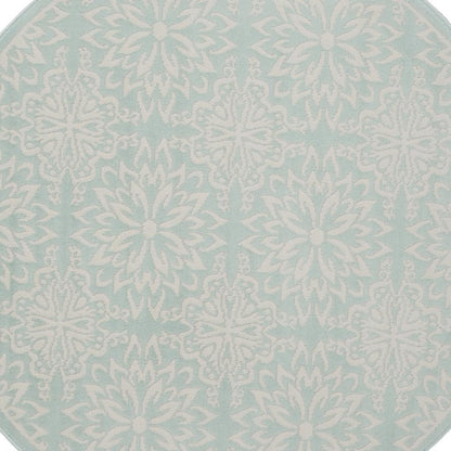 5' Aqua Round Floral Power Loom Area Rug