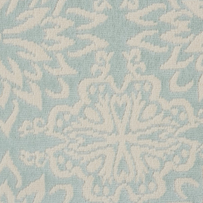 5' Aqua Round Floral Power Loom Area Rug