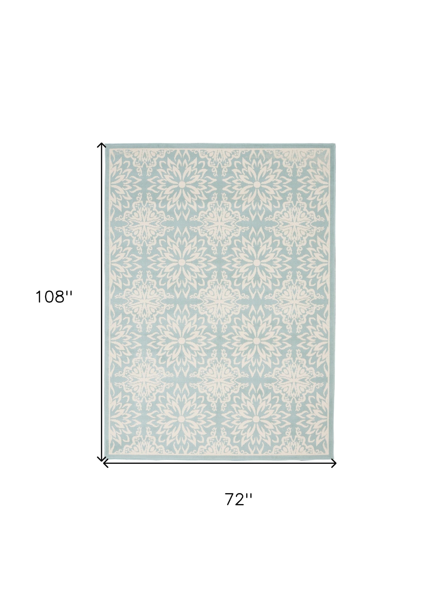 6' X 9' Aqua Floral Power Loom Area Rug