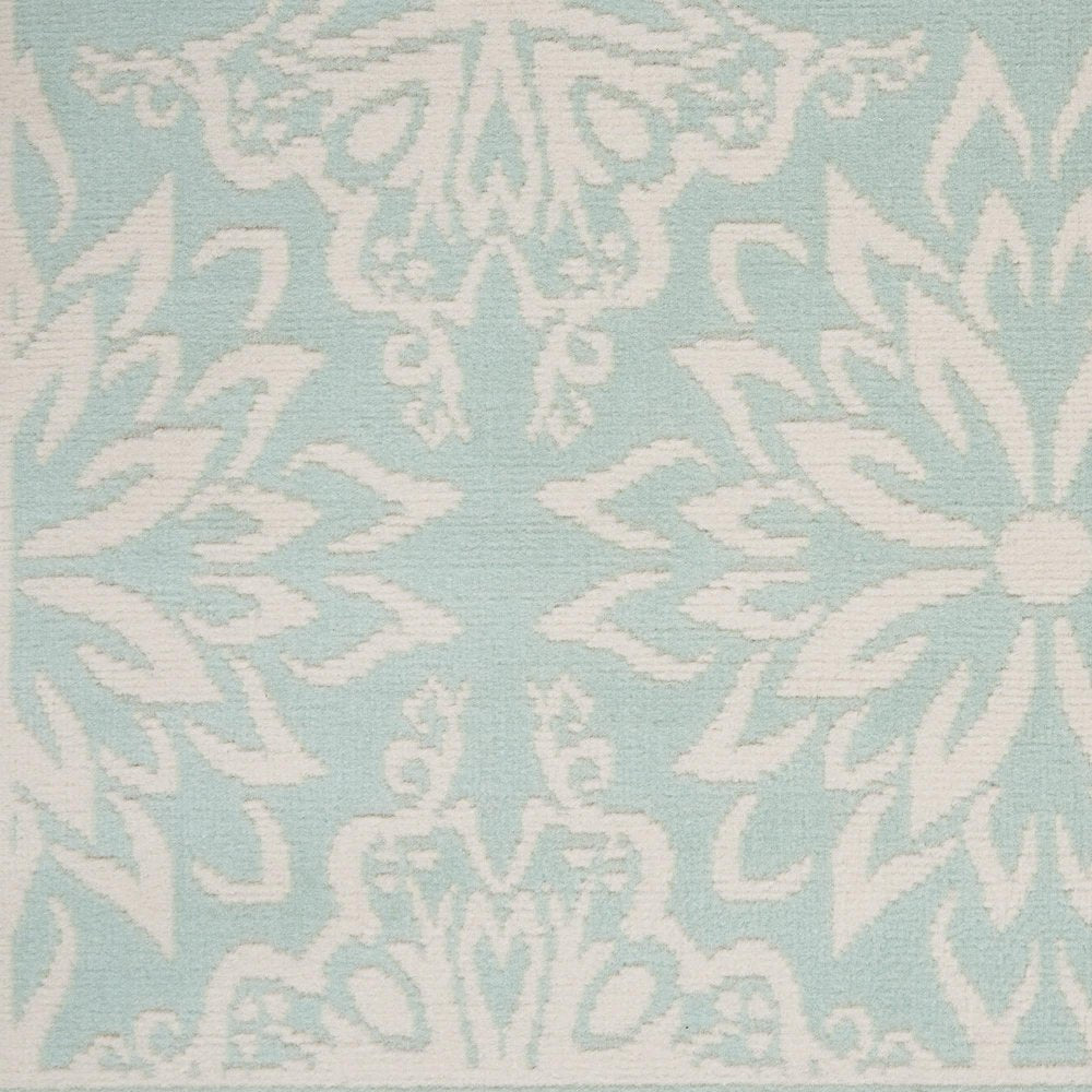 6' X 9' Aqua Floral Power Loom Area Rug