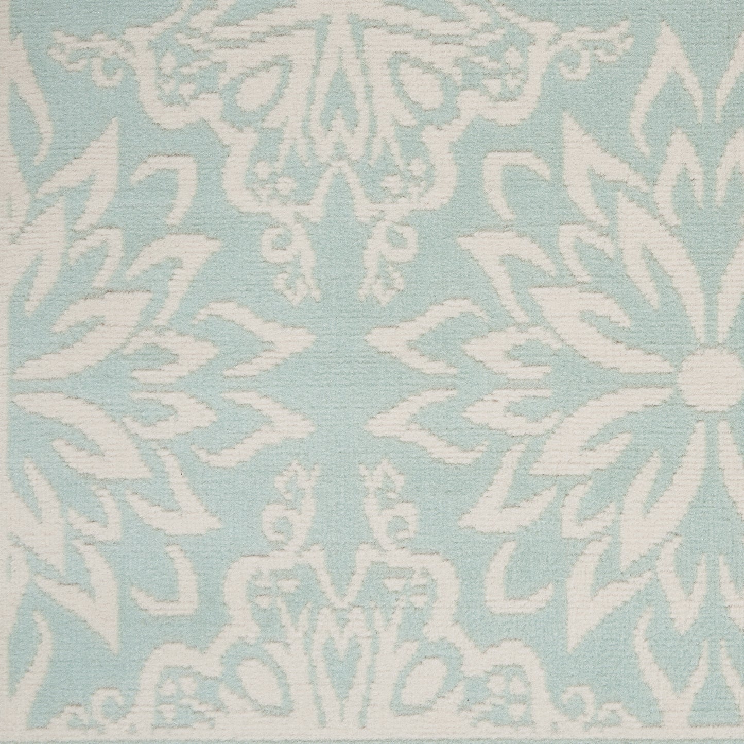 6' X 9' Aqua Floral Power Loom Area Rug