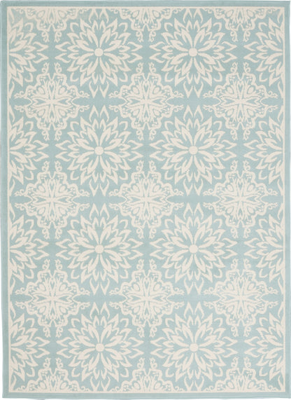 6' X 9' Aqua Floral Power Loom Area Rug