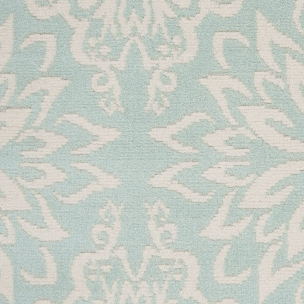 4' X 6' Aqua Floral Power Loom Area Rug