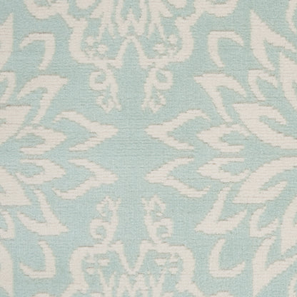 4' X 6' Aqua Floral Power Loom Area Rug