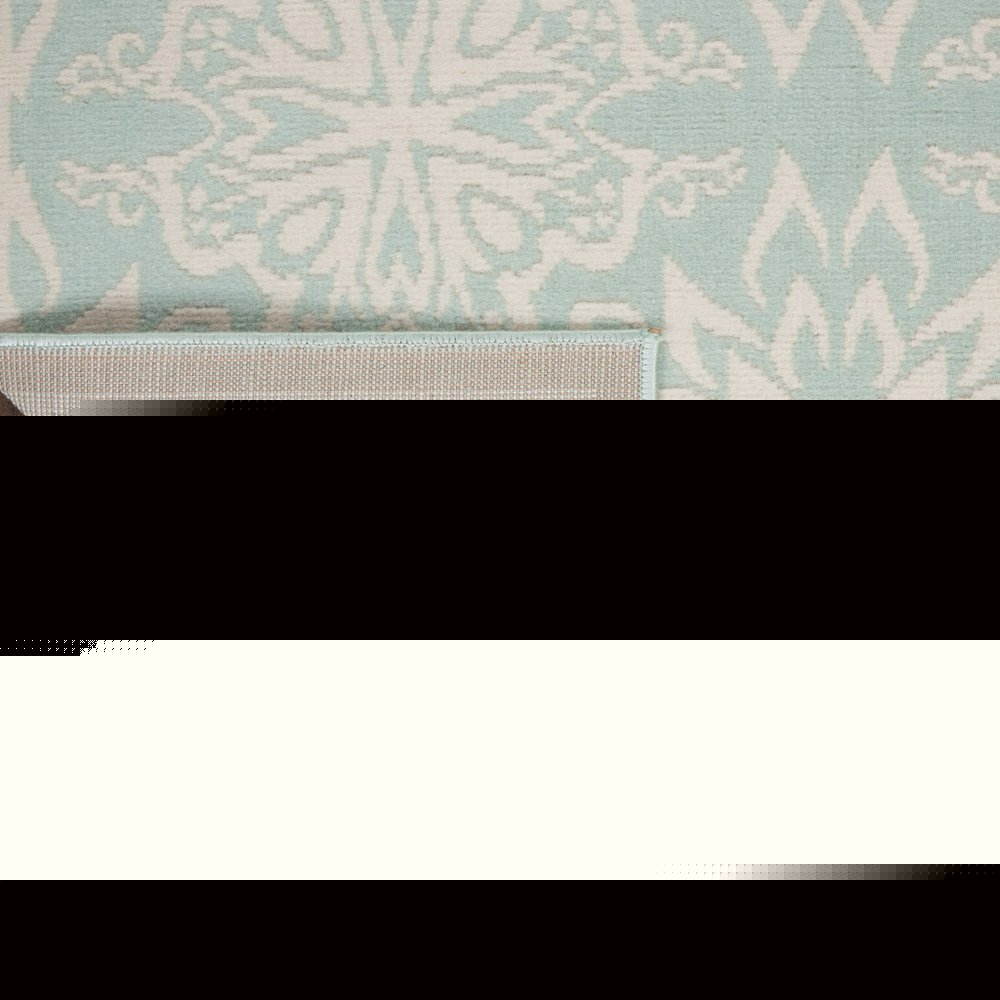 4' X 6' Aqua Floral Power Loom Area Rug