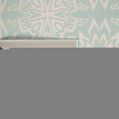 4' X 6' Aqua Floral Power Loom Area Rug