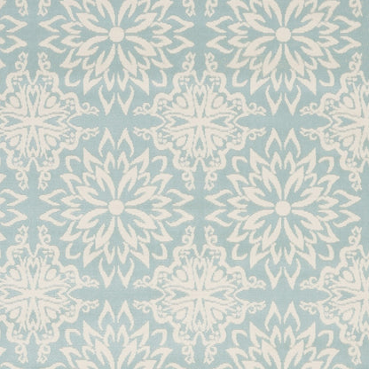 4' X 6' Aqua Floral Power Loom Area Rug