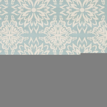 4' X 6' Aqua Floral Power Loom Area Rug