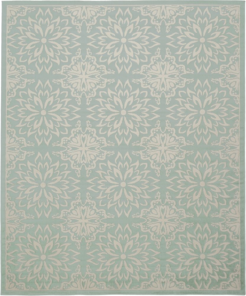 8' X 10' Aqua Floral Power Loom Area Rug