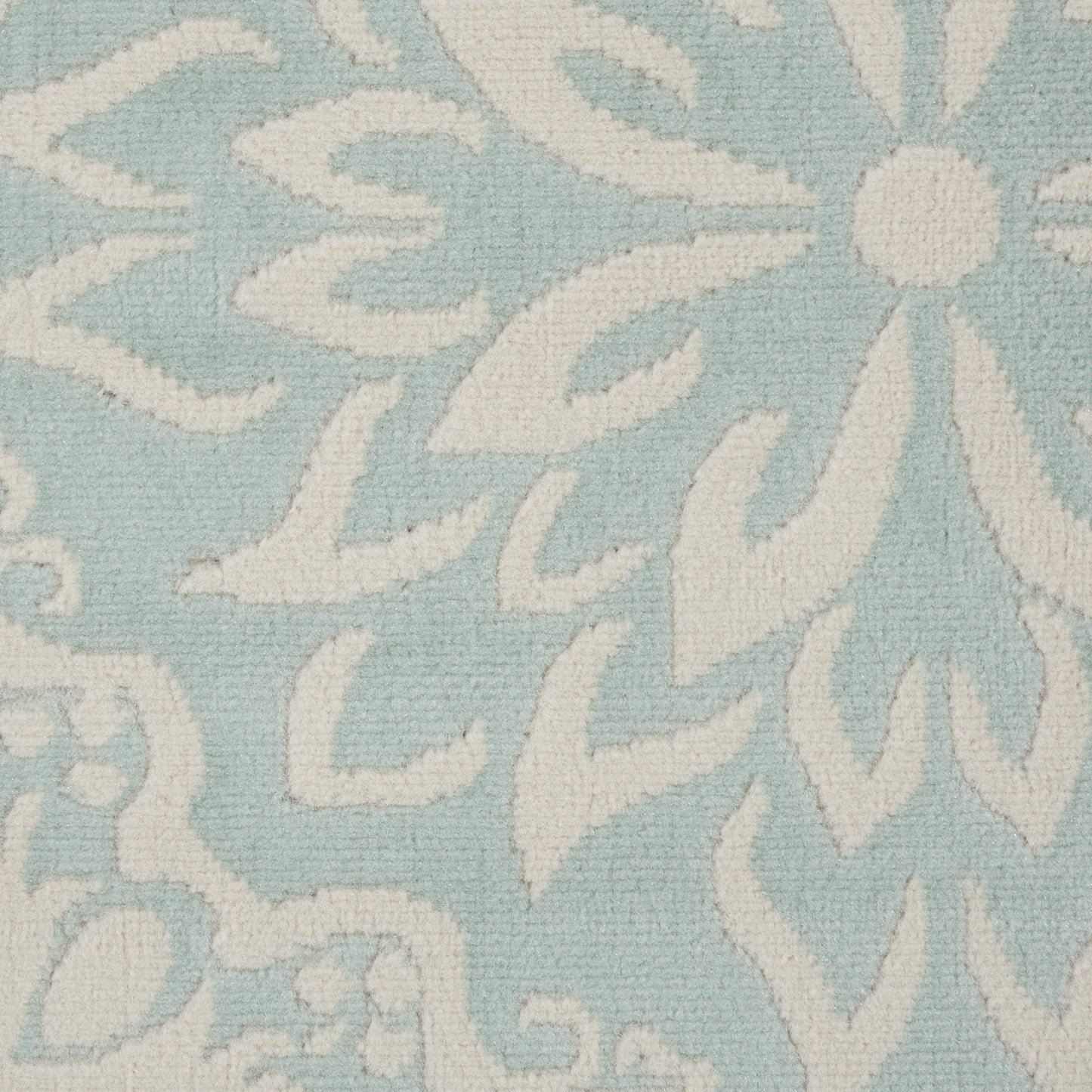 8' X 10' Aqua Floral Power Loom Area Rug