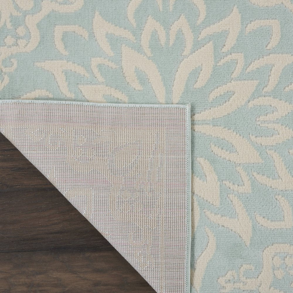 8' X 10' Aqua Floral Power Loom Area Rug