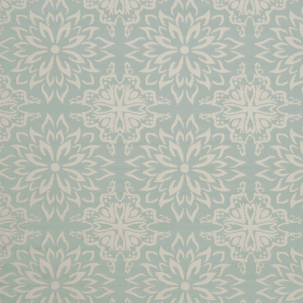 8' X 10' Aqua Floral Power Loom Area Rug