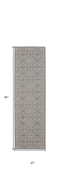 7' Gray Floral Power Loom Runner Rug