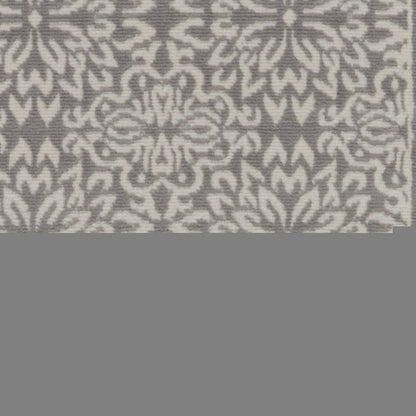 7' Gray Floral Power Loom Runner Rug