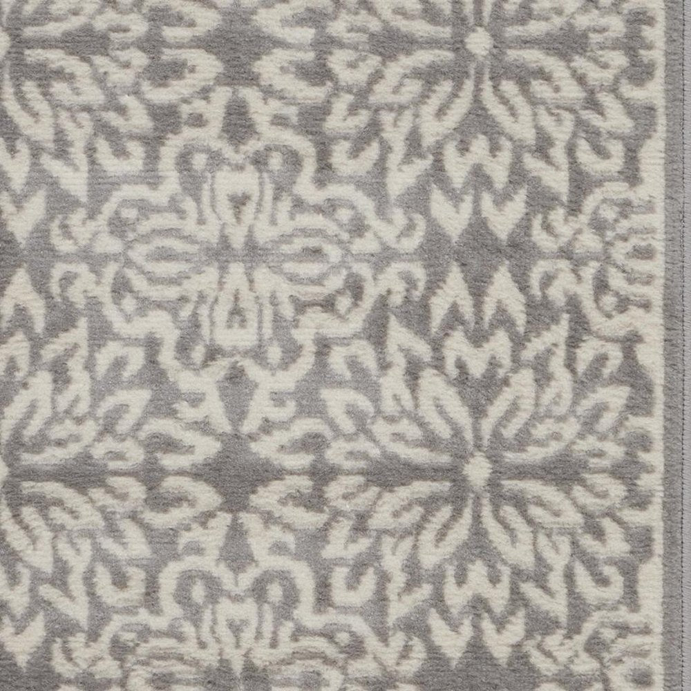 2' X 4' Gray Floral Power Loom Area Rug